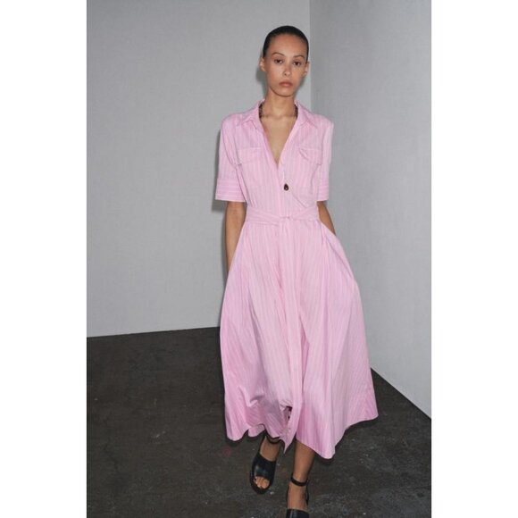 ZARA ZW COLLECTION POPLIN SHIRT DRESS - Picture 5 of 8